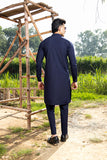 Navy Blue Cotton Kurta Pajama Set (2-Piece) - Image 4