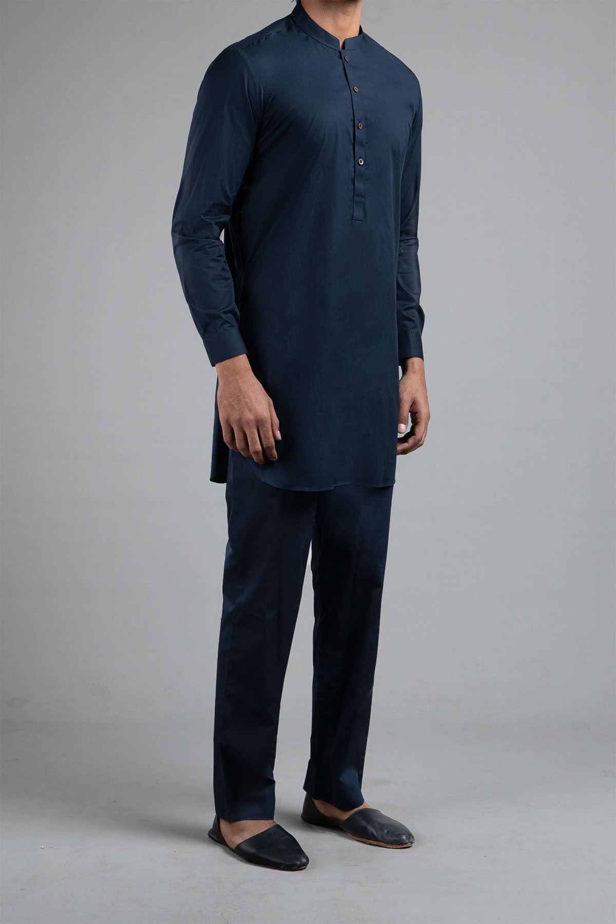 Navy Blue Egyptian Cotton Kurta Pajama (2-Piece) - Image 1