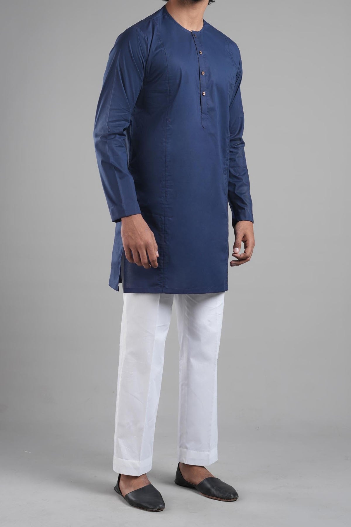 Navy Blue Egyptian Cotton Kurta (2-Piece) - Image 1