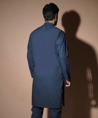 Navy Blue IronEZ Fabric Kurta Pajama (2-Piece) - Image 5