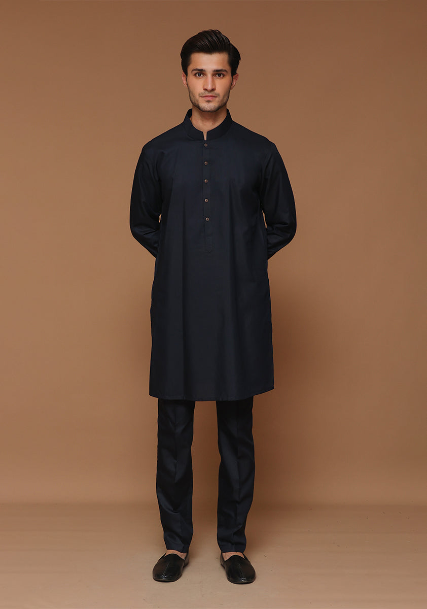 Outer Space Poly Viscose Slim Fit Kurta Pajama (2-Piece) - Image 1