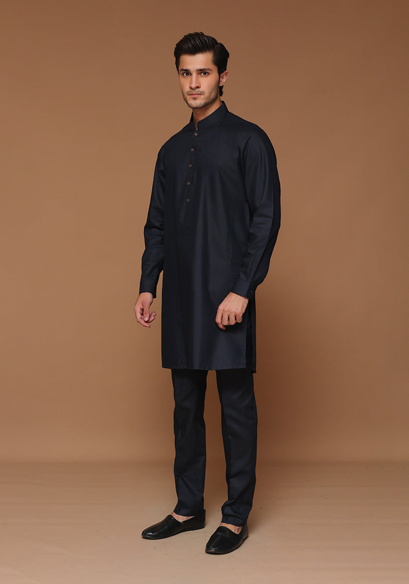 Outer Space Poly Viscose Slim Fit Kurta Pajama (2-Piece) - Image 2