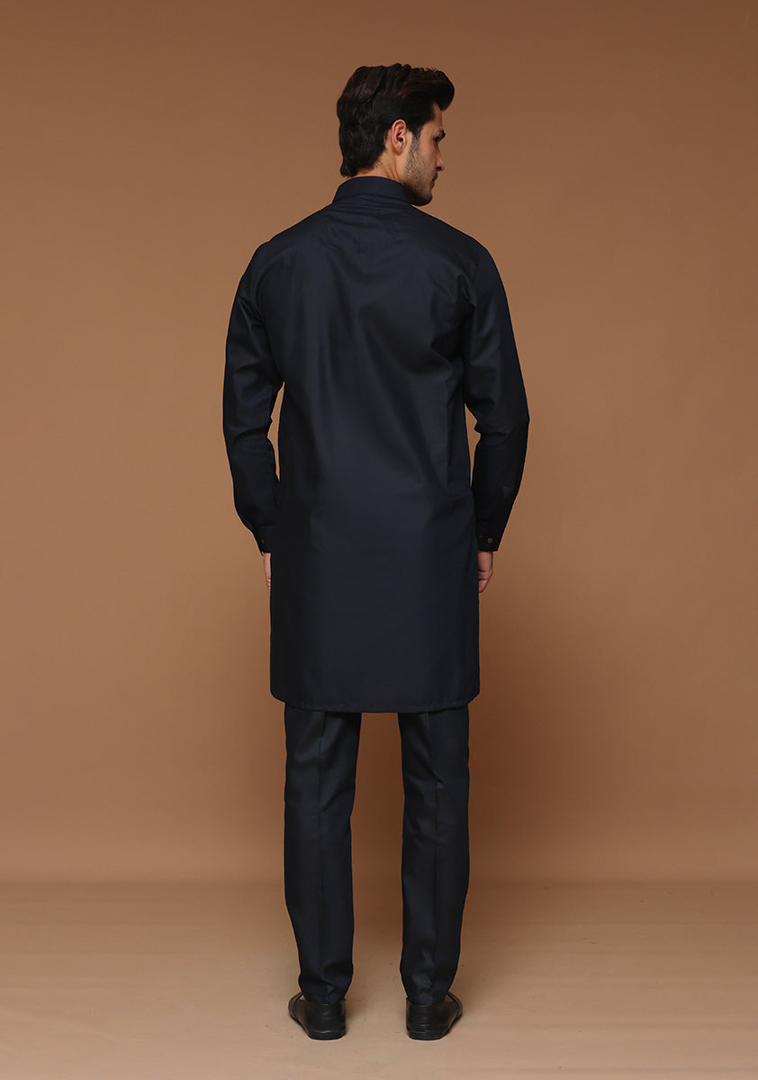 Outer Space Poly Viscose Slim Fit Kurta Pajama (2-Piece) - Image 3