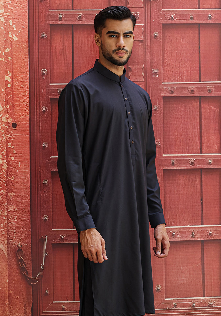 Dark Sapphire Poly Viscose Kurta Pajama (2-Piece) - Image 3