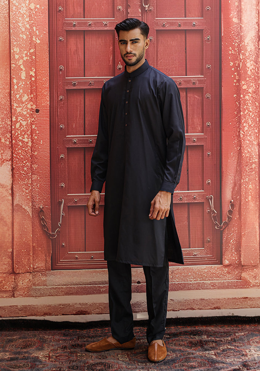 Dark Sapphire Poly Viscose Kurta Pajama (2-Piece) - Image 4