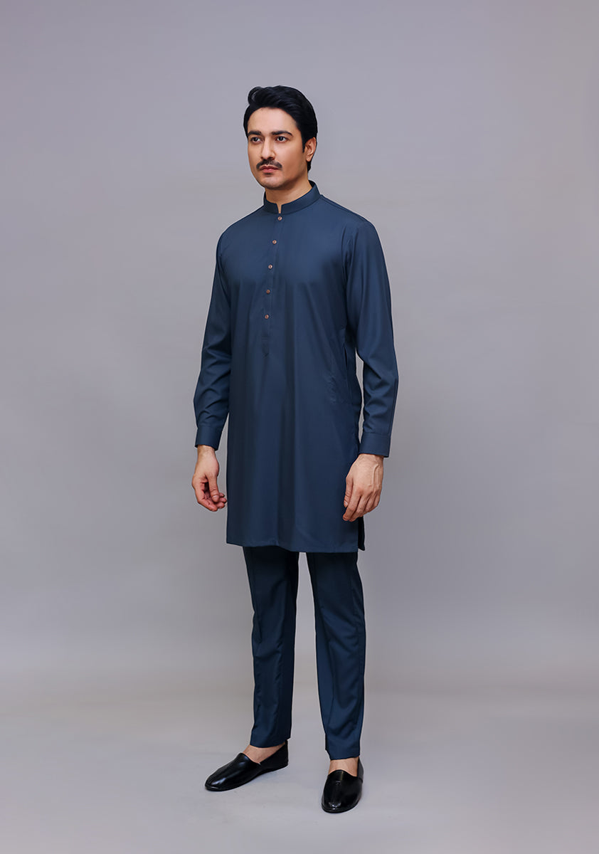 Dark Shadow Poly Viscose Slim Fit Kurta Trouser (2-Piece) - Image 1