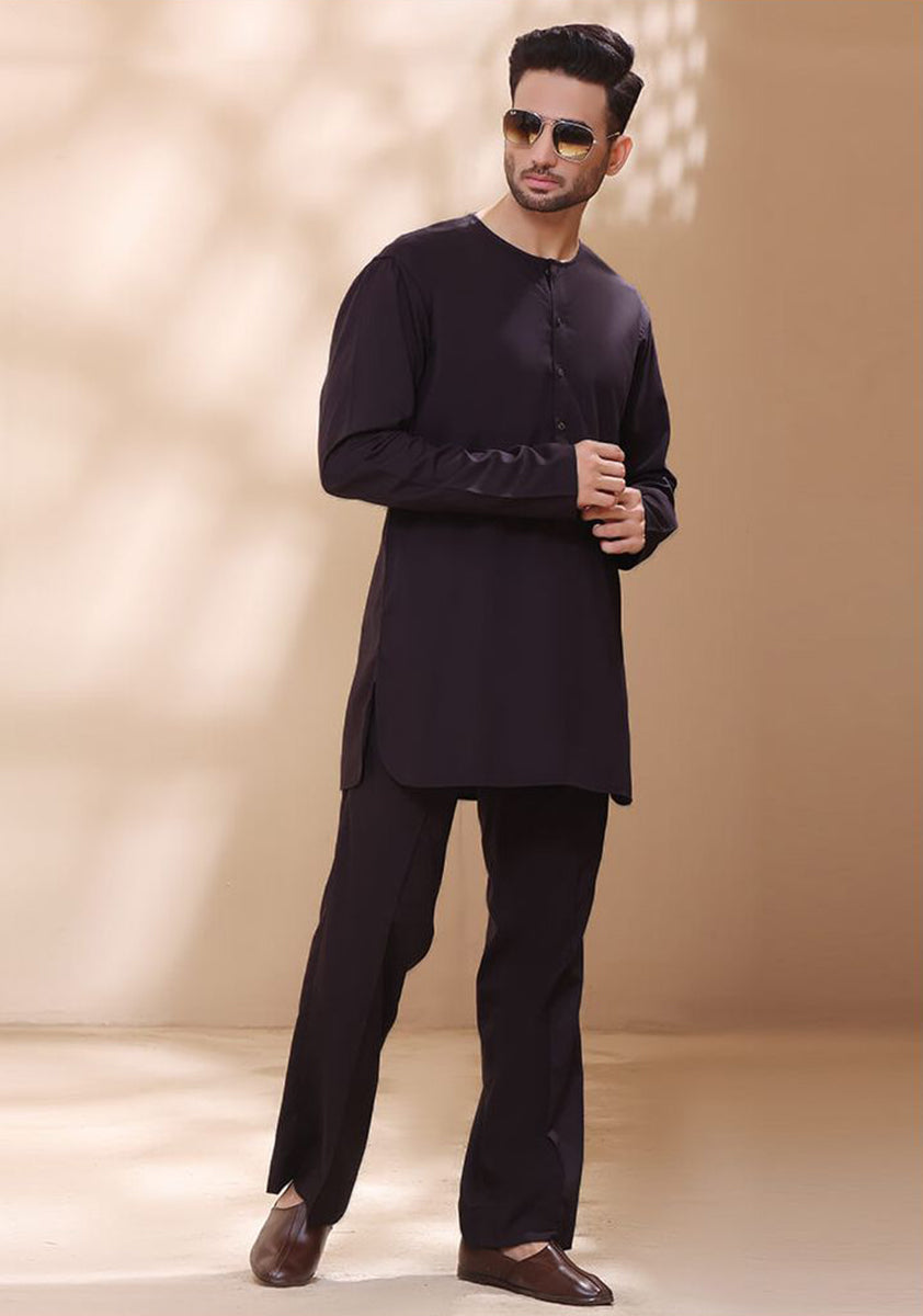 Deep Night Shade Poly Viscose Kurta Pajama (2-Piece) - Image 1