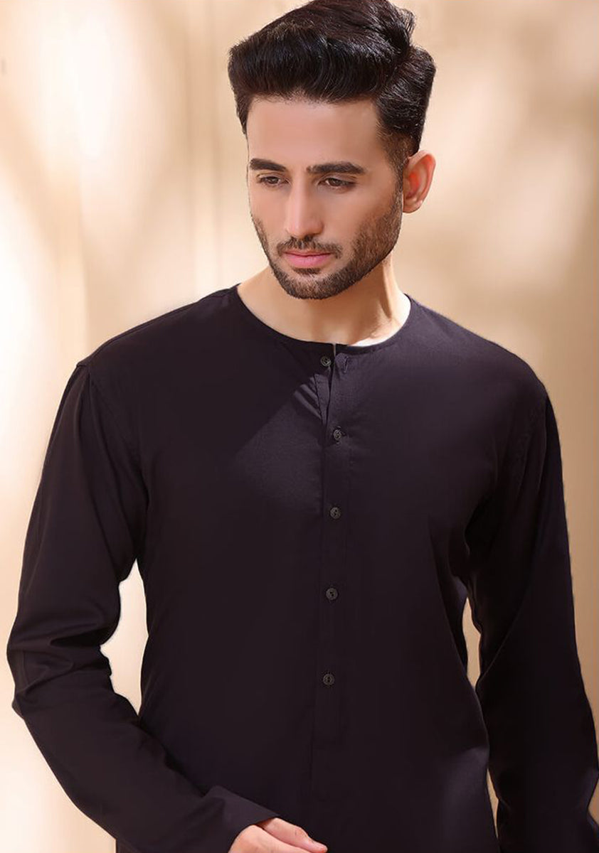 Deep Night Shade Poly Viscose Kurta Pajama (2-Piece) - Image 2