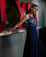 Navy Blue Embellished Maxi Dress (2-Piece) - Image 3