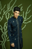 Navy Blue Embroidered Wash & Wear Kurta Pajama (2-Piece) - Image 5