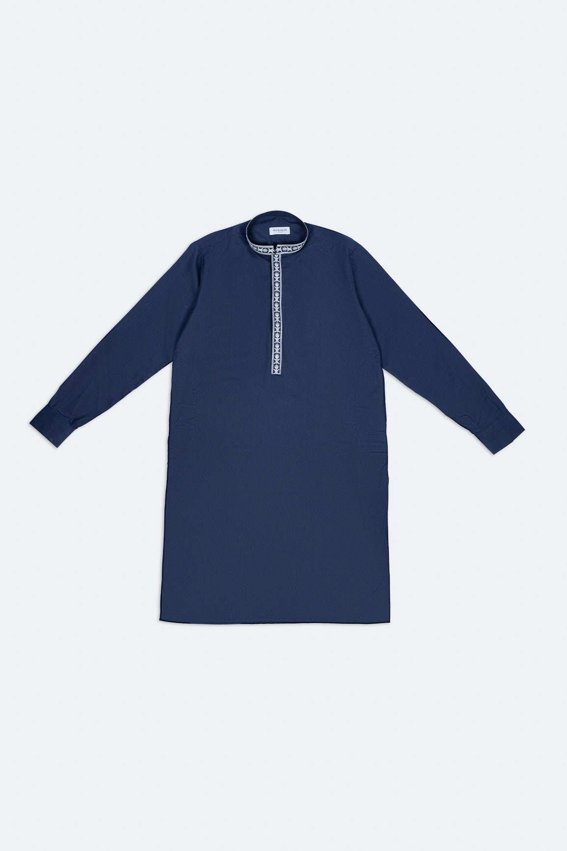 Navy Blue Embroidered Blended Kurta Shalwar (2-Piece) - Image 2