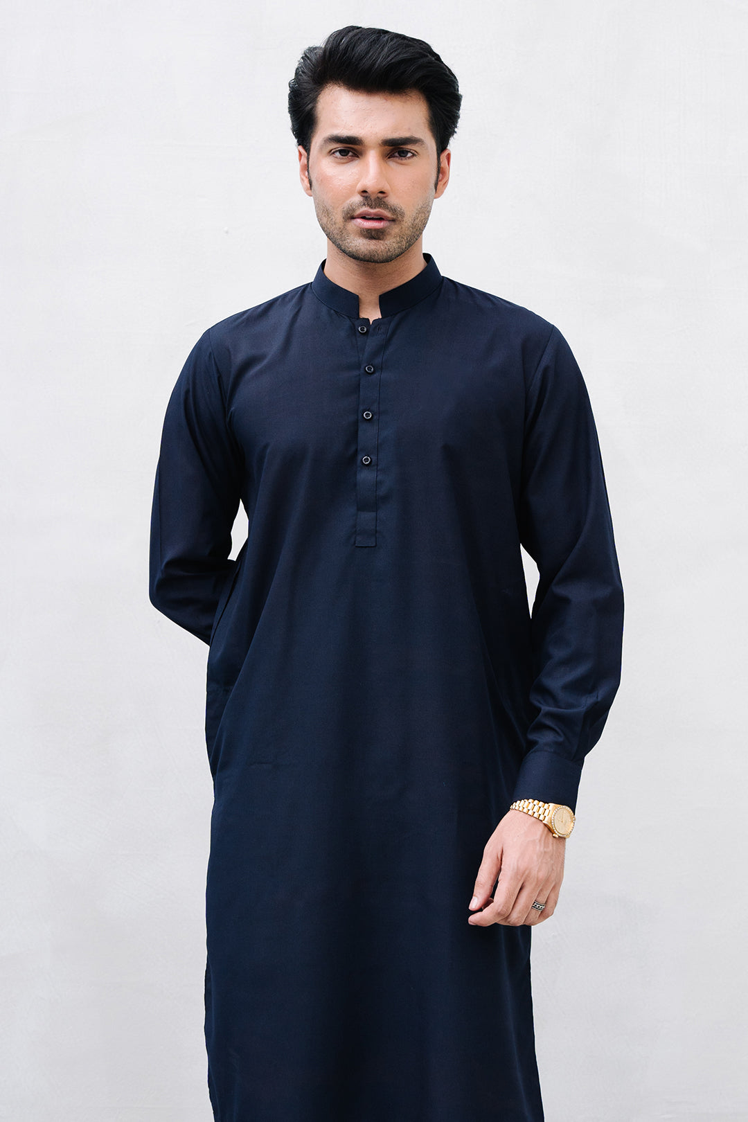 Navy Blended Fabric Shalwar Kameez (2-Piece) - Image 1