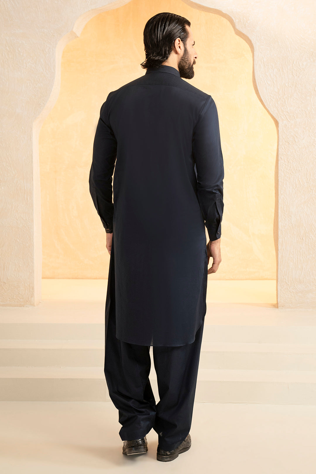 Navy Blended Fabric Shalwar Kameez (2-Piece) - Image 12