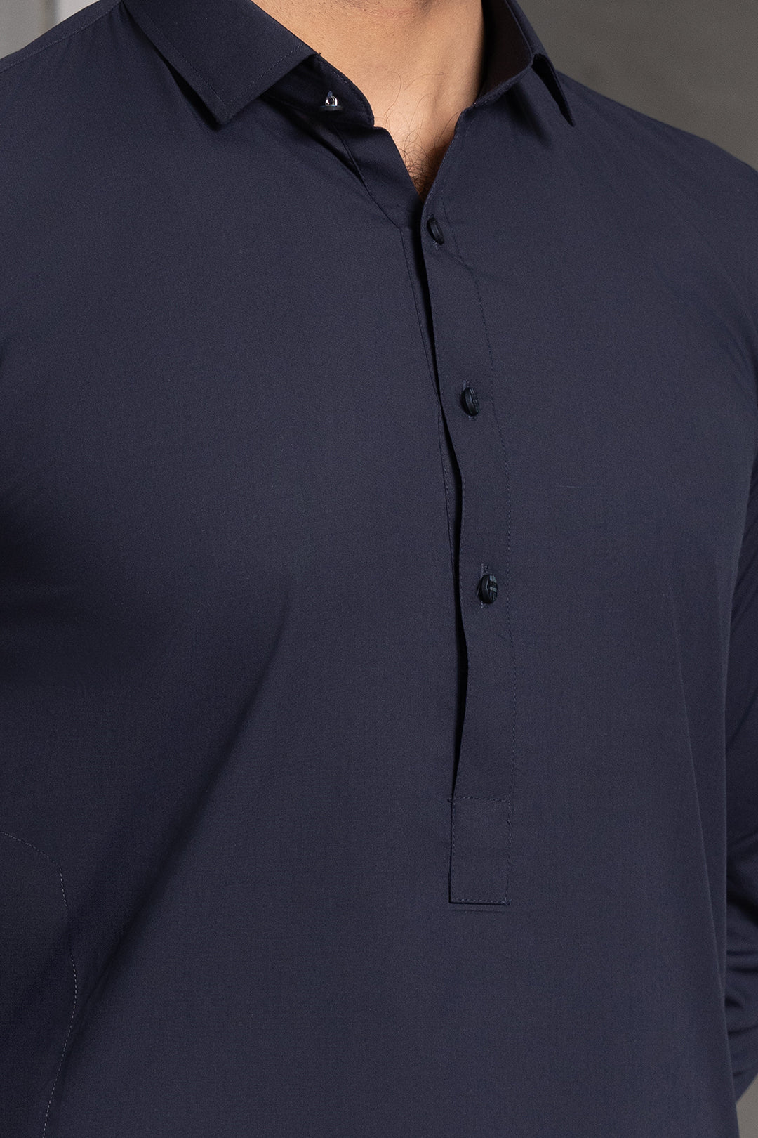 Navy Blended Fabric Shalwar Kameez (2-Piece) - Image 3