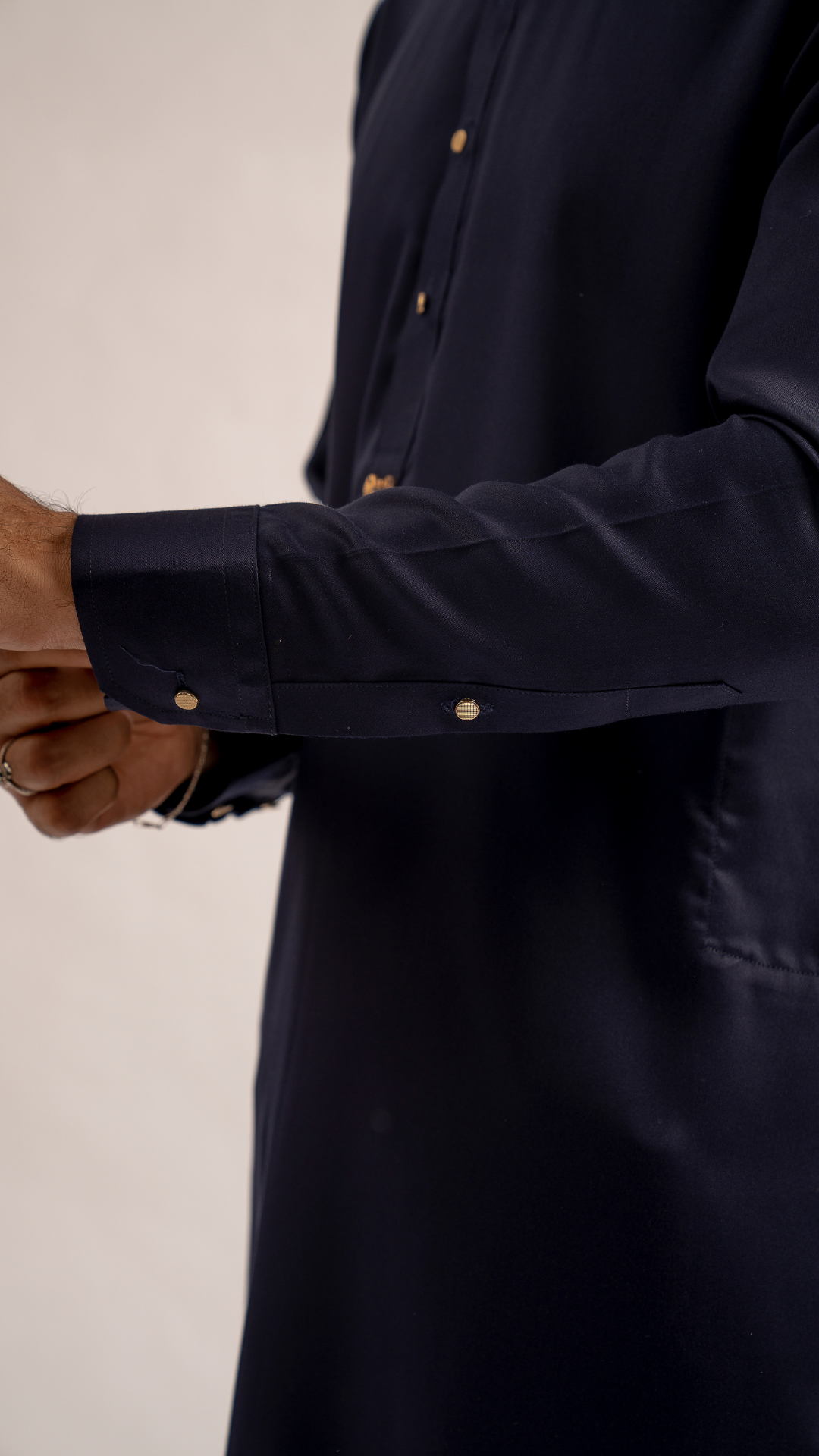 Navy Blue Embroidered Cotton Blend Shalwar Kameez (2-Piece) - Image 3