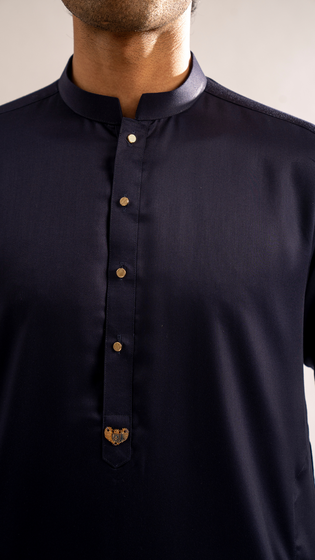 Navy Blue Embroidered Cotton Blend Shalwar Kameez (2-Piece) - Image 4