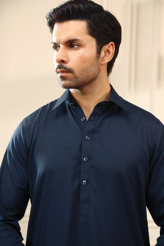 Navy Cotton Blend Shalwar Kameez (2-Piece) - Image 4