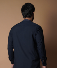 Navy Blue Embroidered Soft Cotton Shalwar Kameez (2-Piece) - Image 3