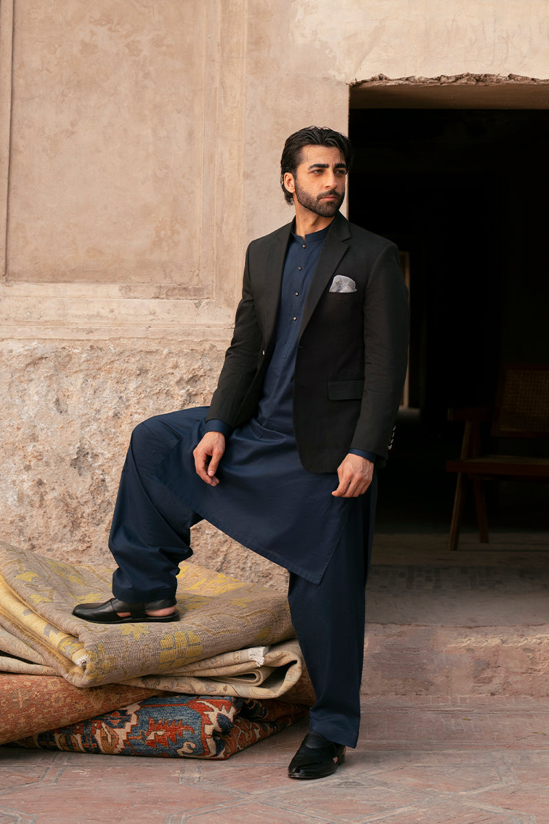 Navy Blue Egyptian Cotton Shalwar Kameez (2-Piece) - Image 10