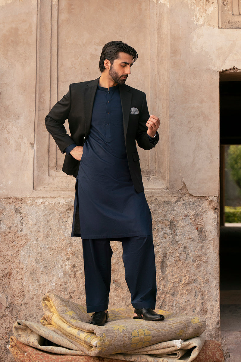 Navy Blue Egyptian Cotton Shalwar Kameez (2-Piece) - Image 5