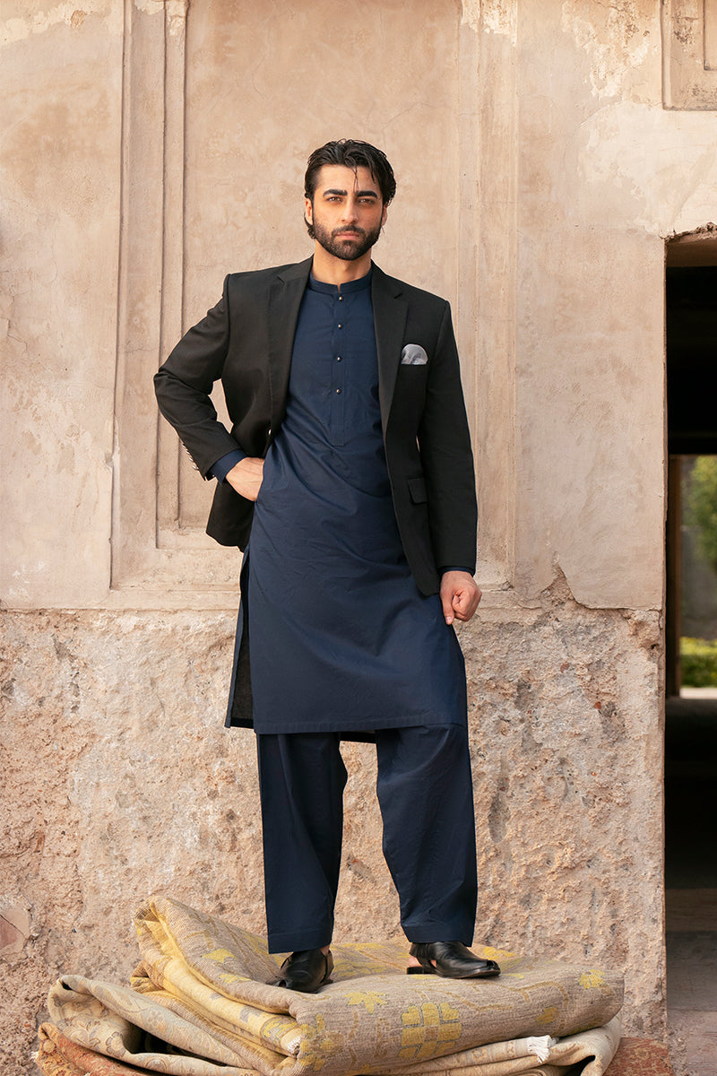 Navy Blue Egyptian Cotton Shalwar Kameez (2-Piece) - Image 7