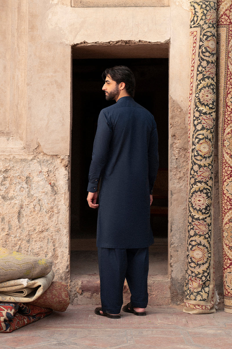 Navy Blue Egyptian Cotton Shalwar Kameez (2-Piece) - Image 8