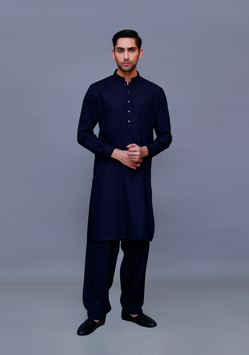 Night Sky Poly Viscose Slim Fit Shalwar Kameez (2-Piece) - Image 1