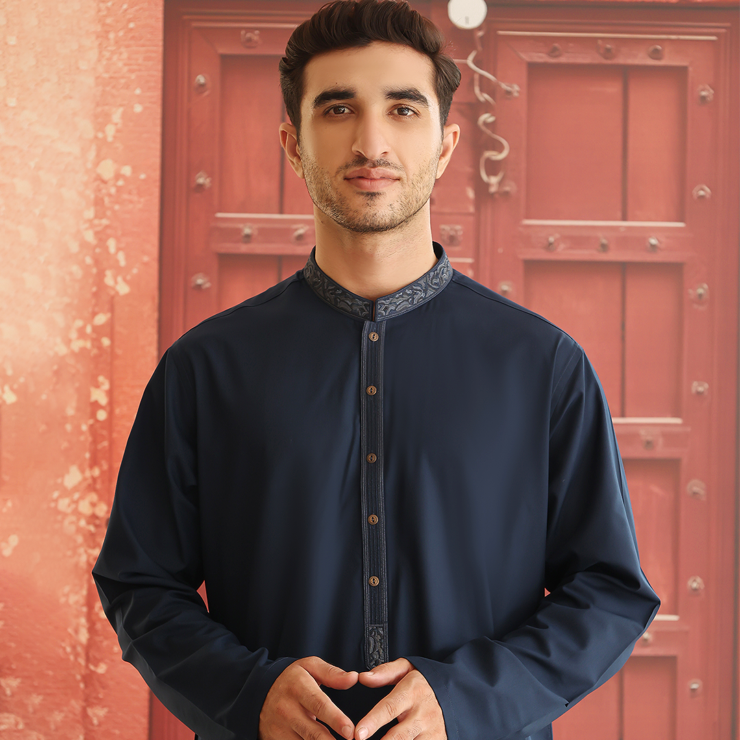 Moonlit Ocean Embroidered Poly Viscose Shalwar Kameez (2-Piece) - Image 2