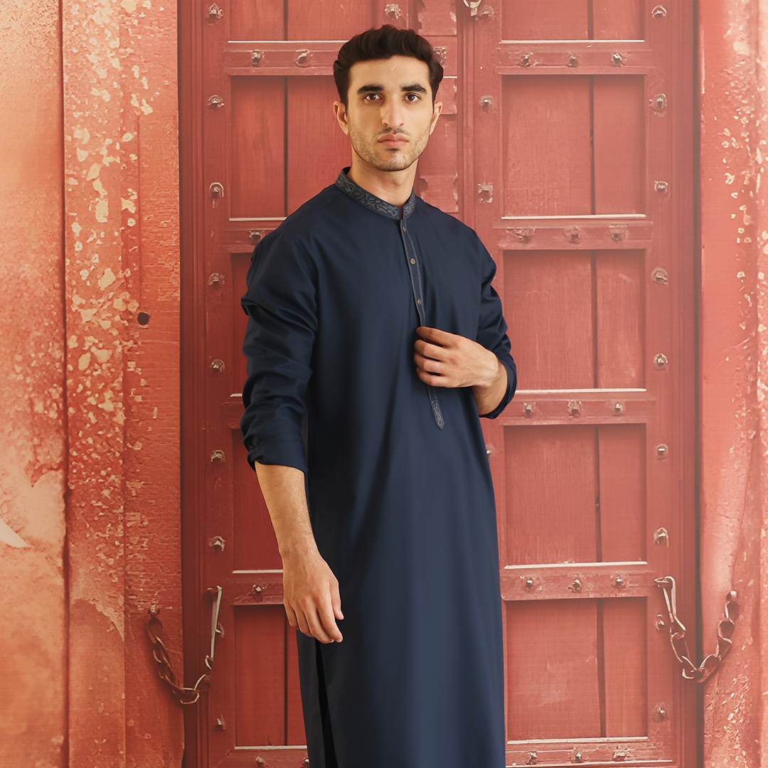 Moonlit Ocean Embroidered Poly Viscose Shalwar Kameez (2-Piece) - Image 3