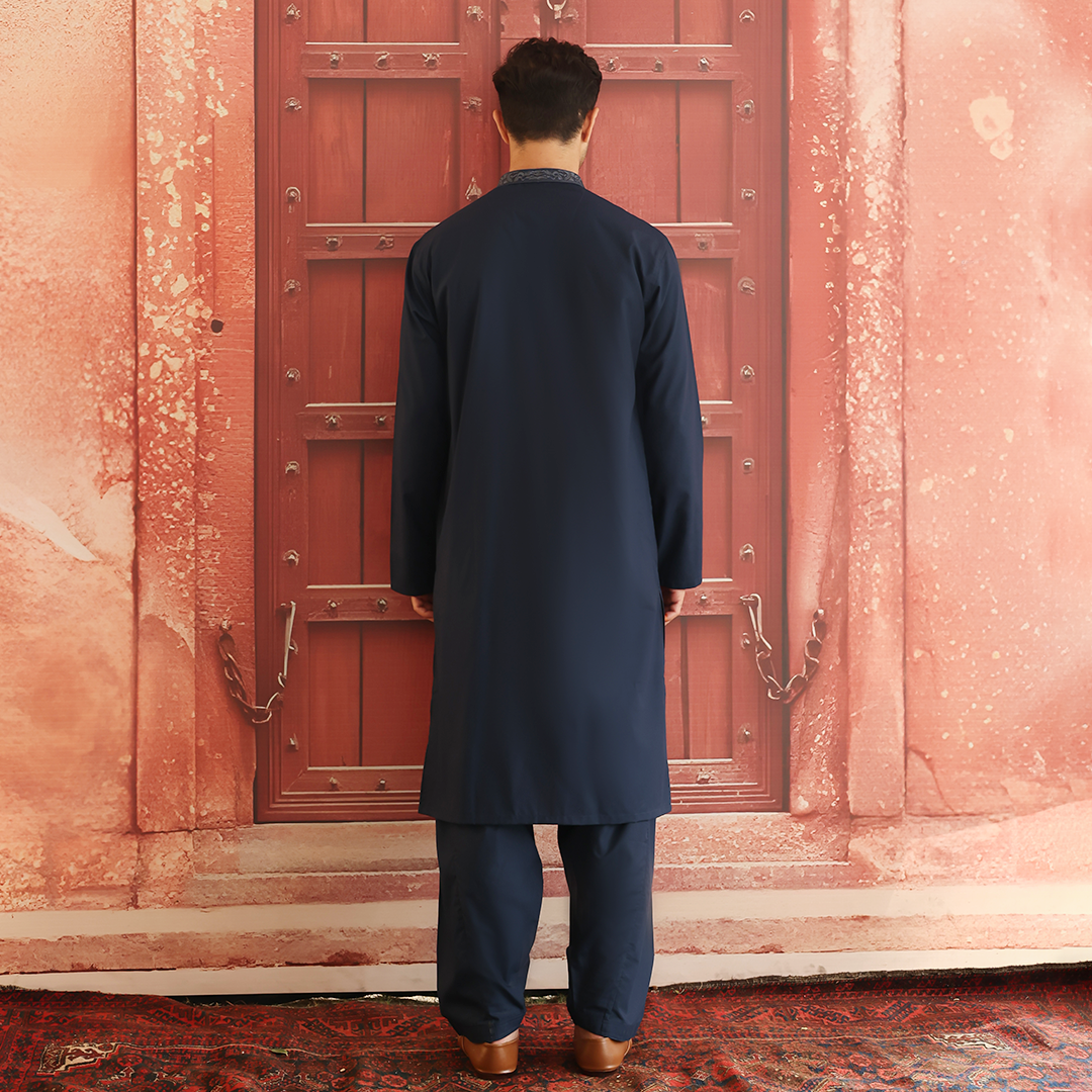 Moonlit Ocean Embroidered Poly Viscose Shalwar Kameez (2-Piece) - Image 4