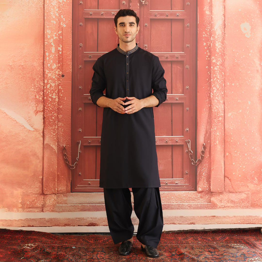 Outer Space Embroidered Poly Viscose Shalwar Kameez (2-Piece) - Image 1