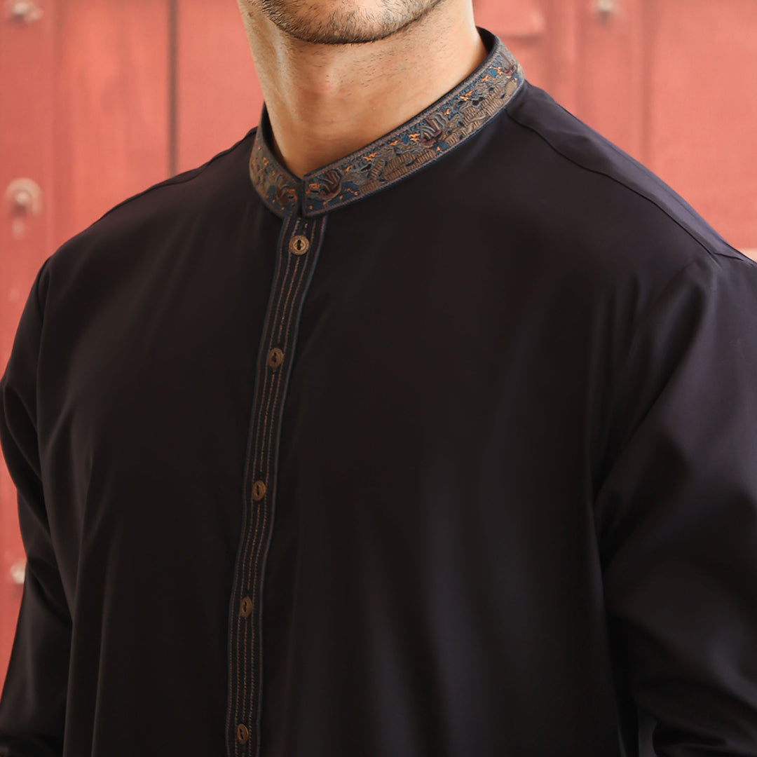 Outer Space Embroidered Poly Viscose Shalwar Kameez (2-Piece) - Image 2