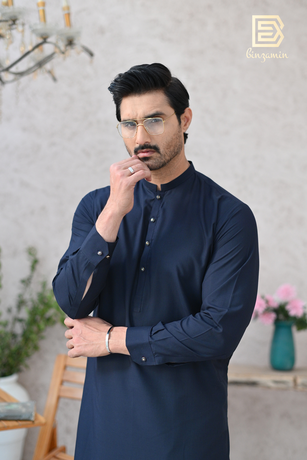 Navy Blue Wash & Wear Shalwar Kameez (2-Piece) - Image 5