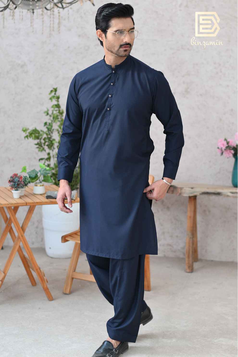 Navy Blue Wash & Wear Shalwar Kameez (2-Piece) - Image 7