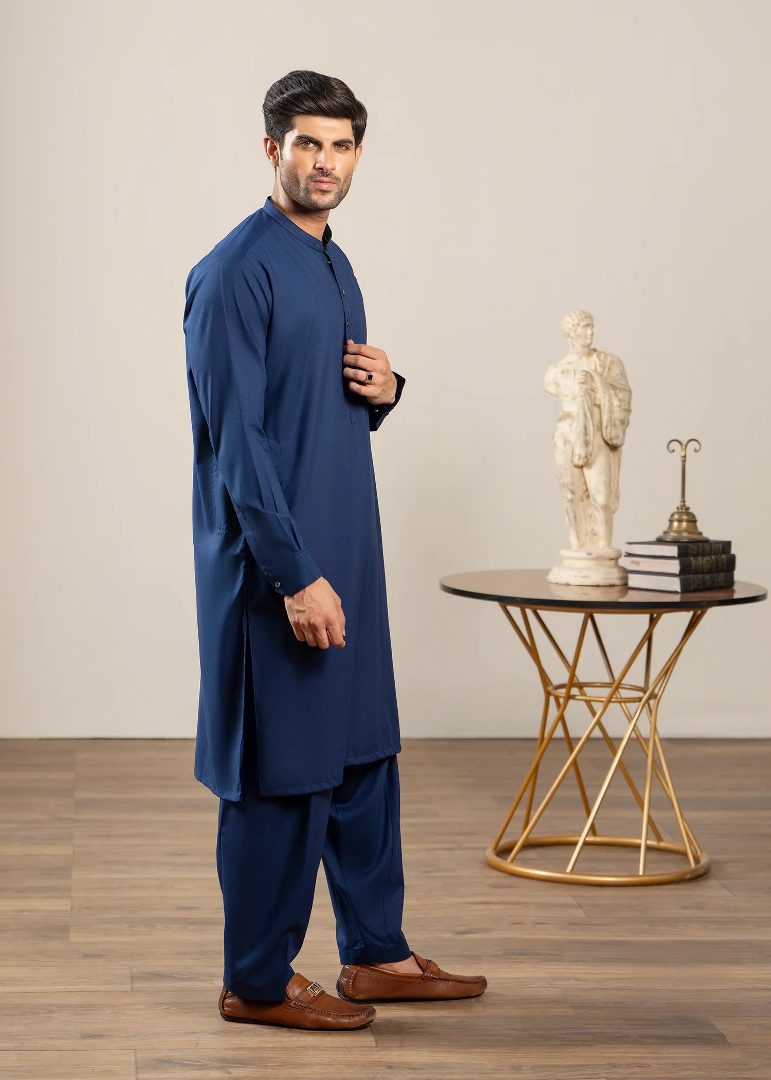 Navy Wash & Wear Shalwar Kameez (2-Piece) - Image 6