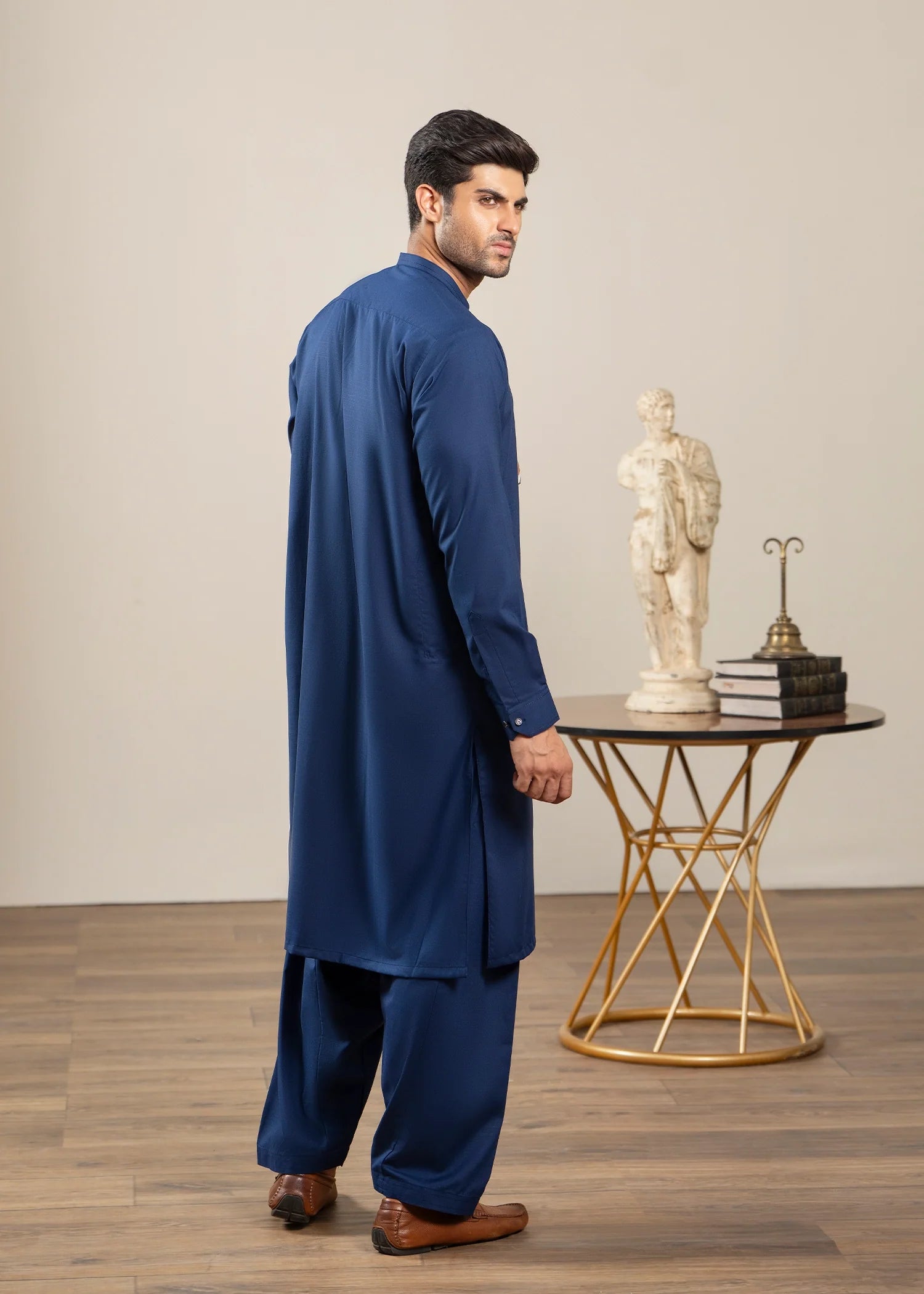 Navy Wash & Wear Shalwar Kameez (2-Piece) - Image 7