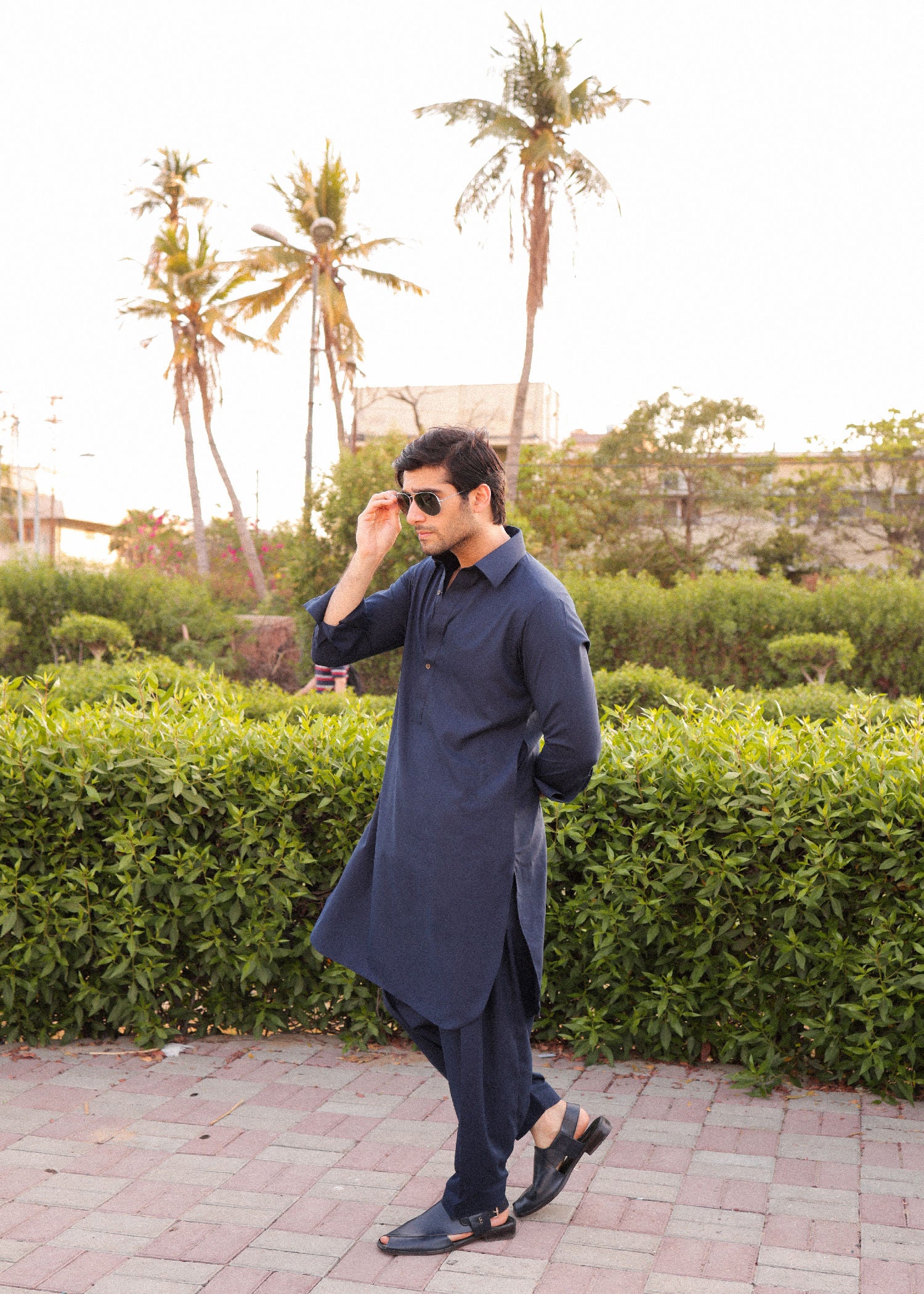 Navy Blue Wash & Wear Shalwar Kameez (2-Piece) - Image 2