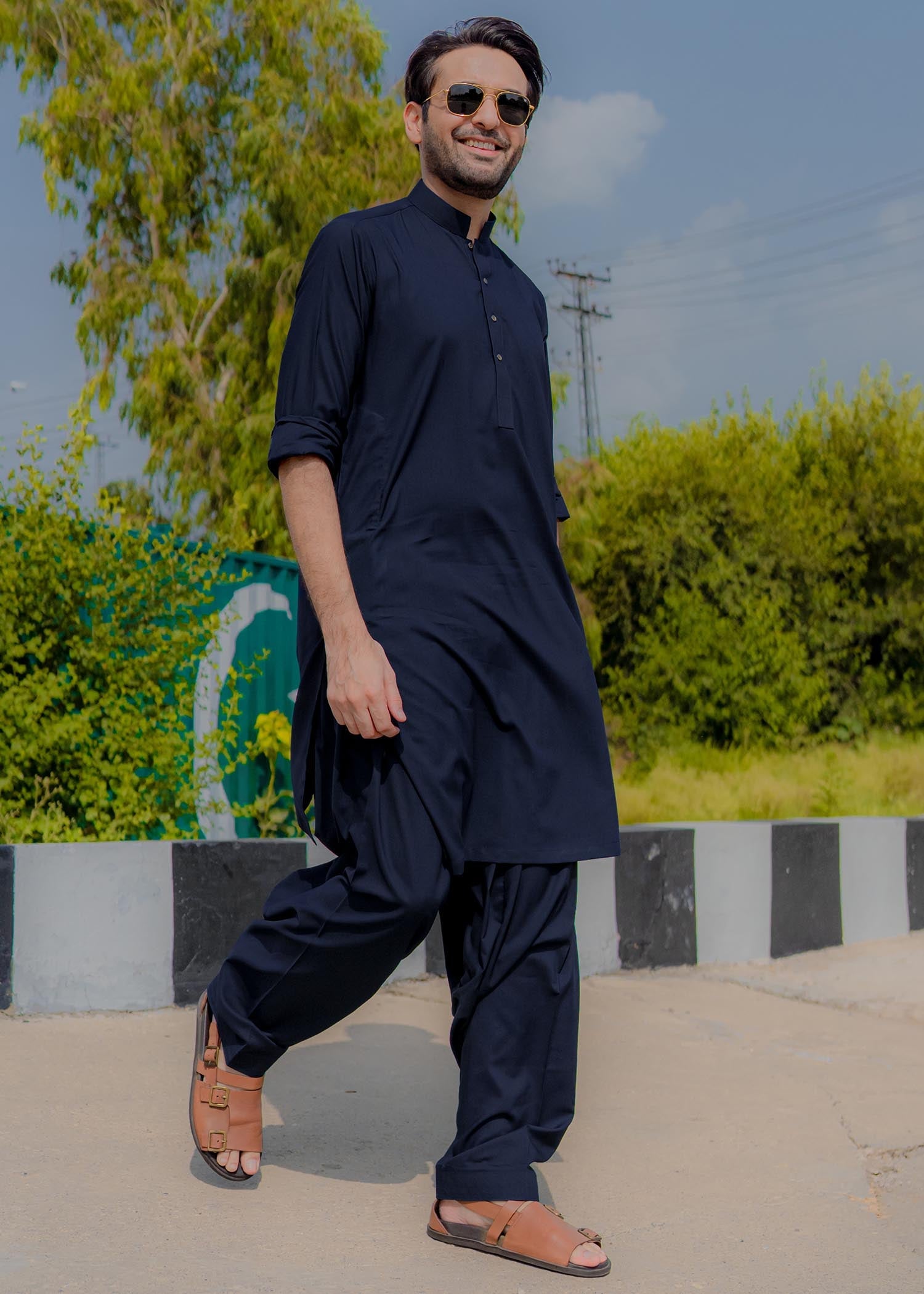 Navy Blue Wash & Wear Shalwar Kameez (2-Piece) - Image 5