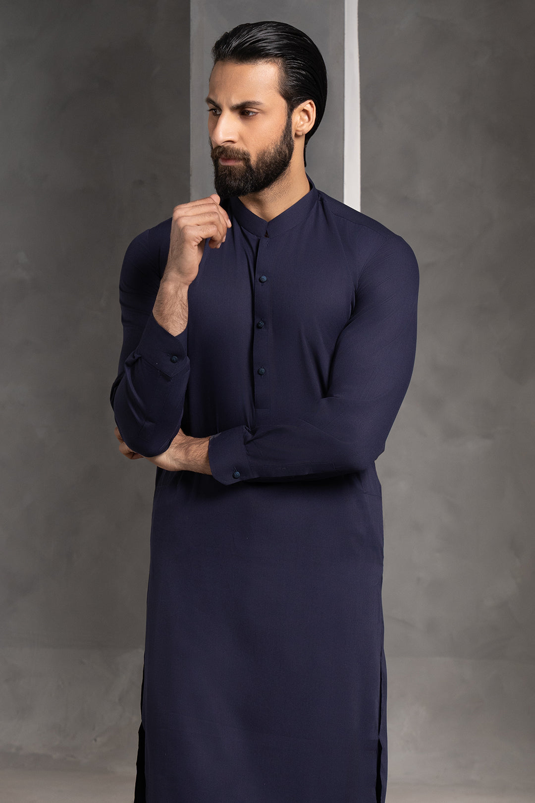 Navy Wash & Wear Shalwar Kameez (2-Piece) - Image 1
