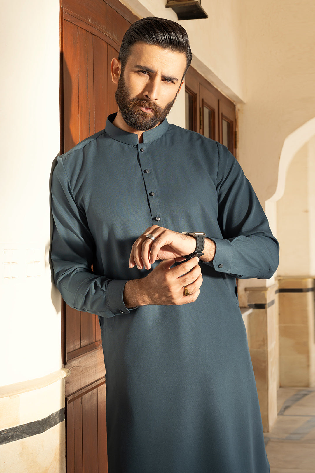 Navy Wash & Wear Shalwar Kameez (2-Piece) - Image 19