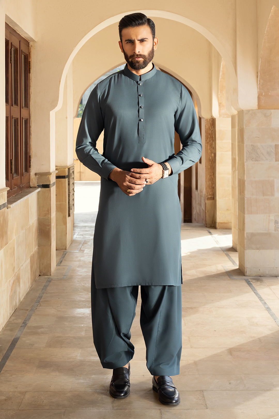 Navy Wash & Wear Shalwar Kameez (2-Piece) - Image 20
