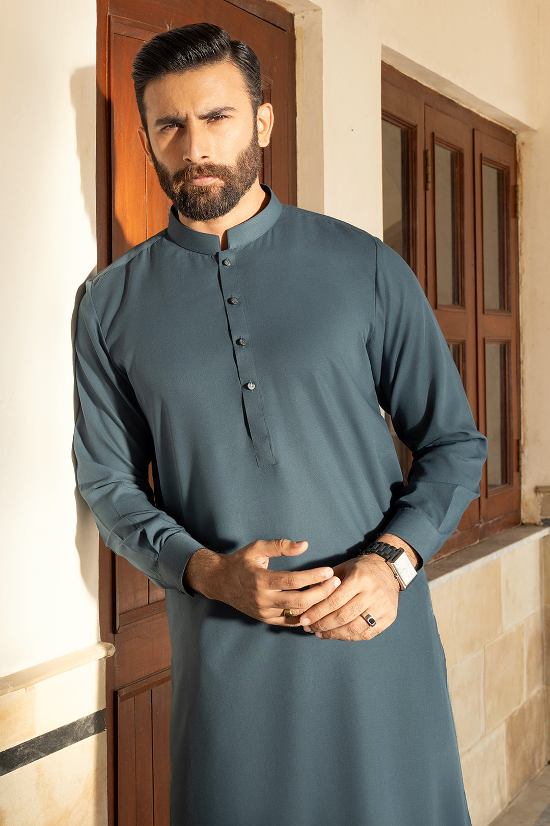 Navy Wash & Wear Shalwar Kameez (2-Piece) - Image 22
