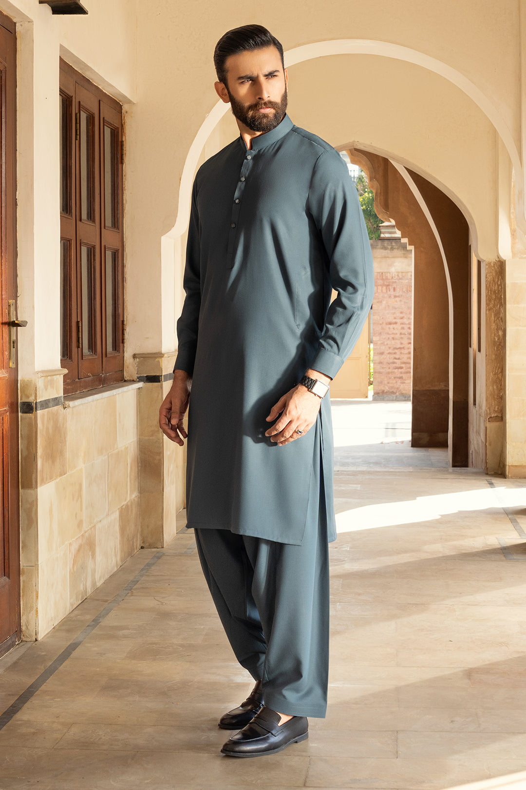 Navy Wash & Wear Shalwar Kameez (2-Piece) - Image 23