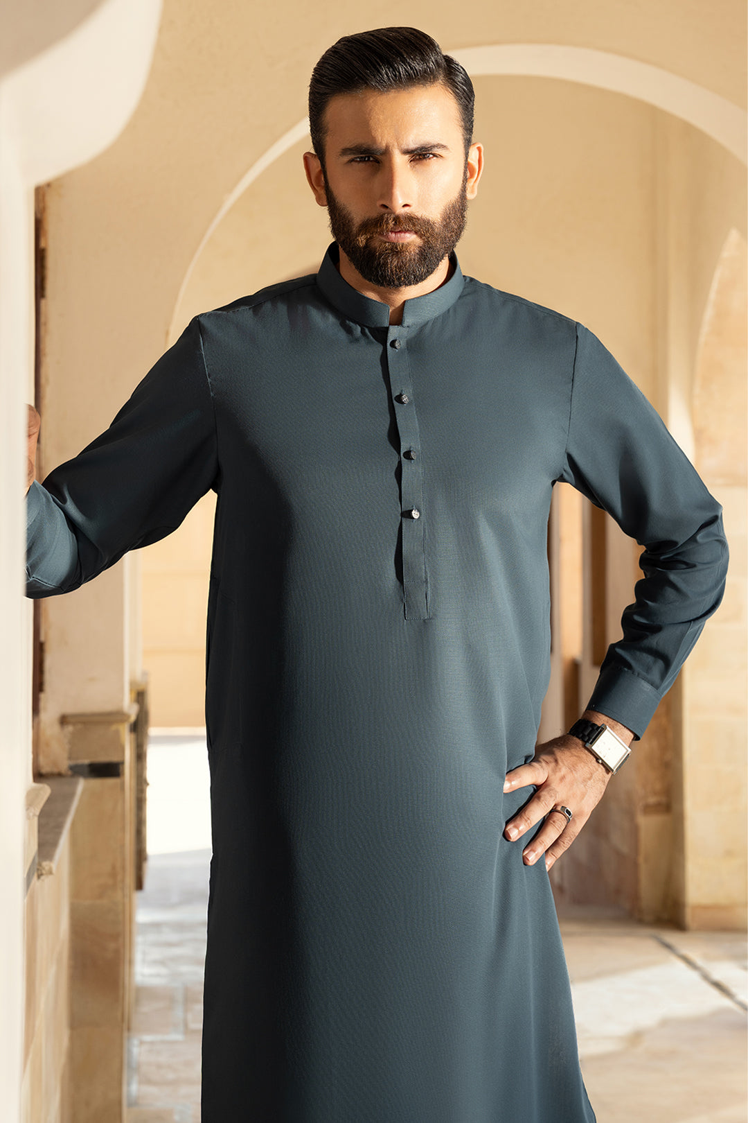 Navy Wash & Wear Shalwar Kameez (2-Piece) - Image 25