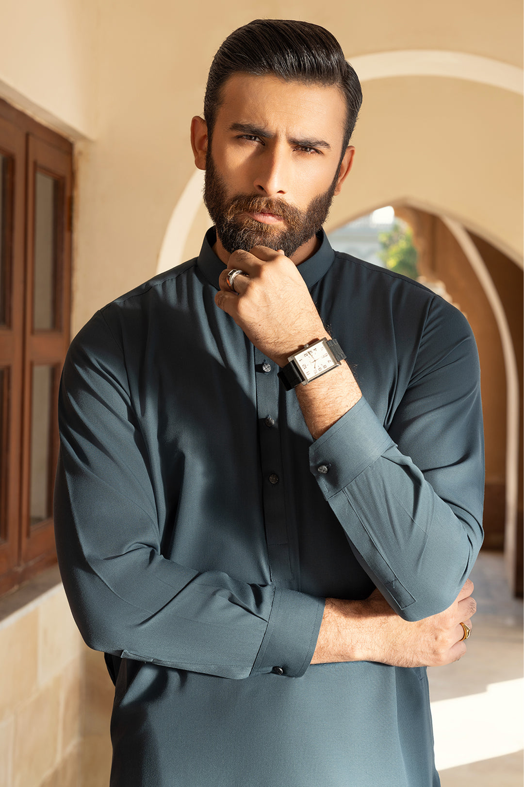 Navy Wash & Wear Shalwar Kameez (2-Piece) - Image 26