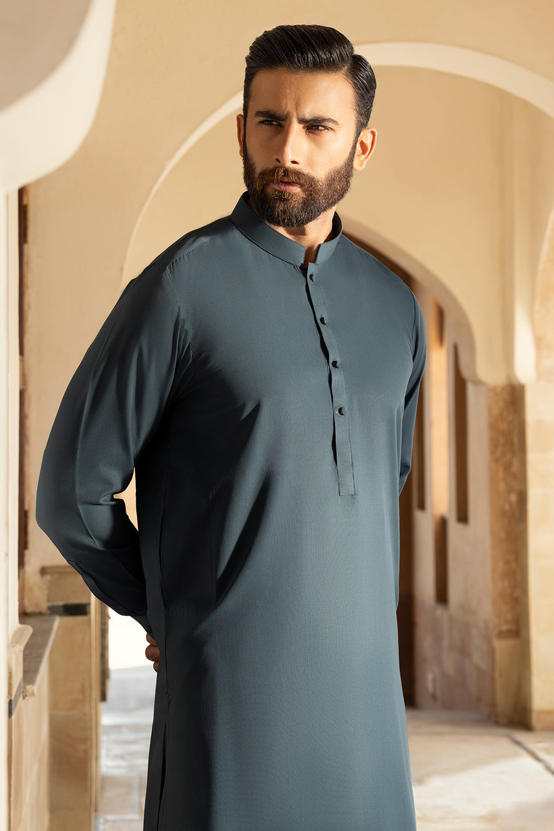 Navy Wash & Wear Shalwar Kameez (2-Piece) - Image 27