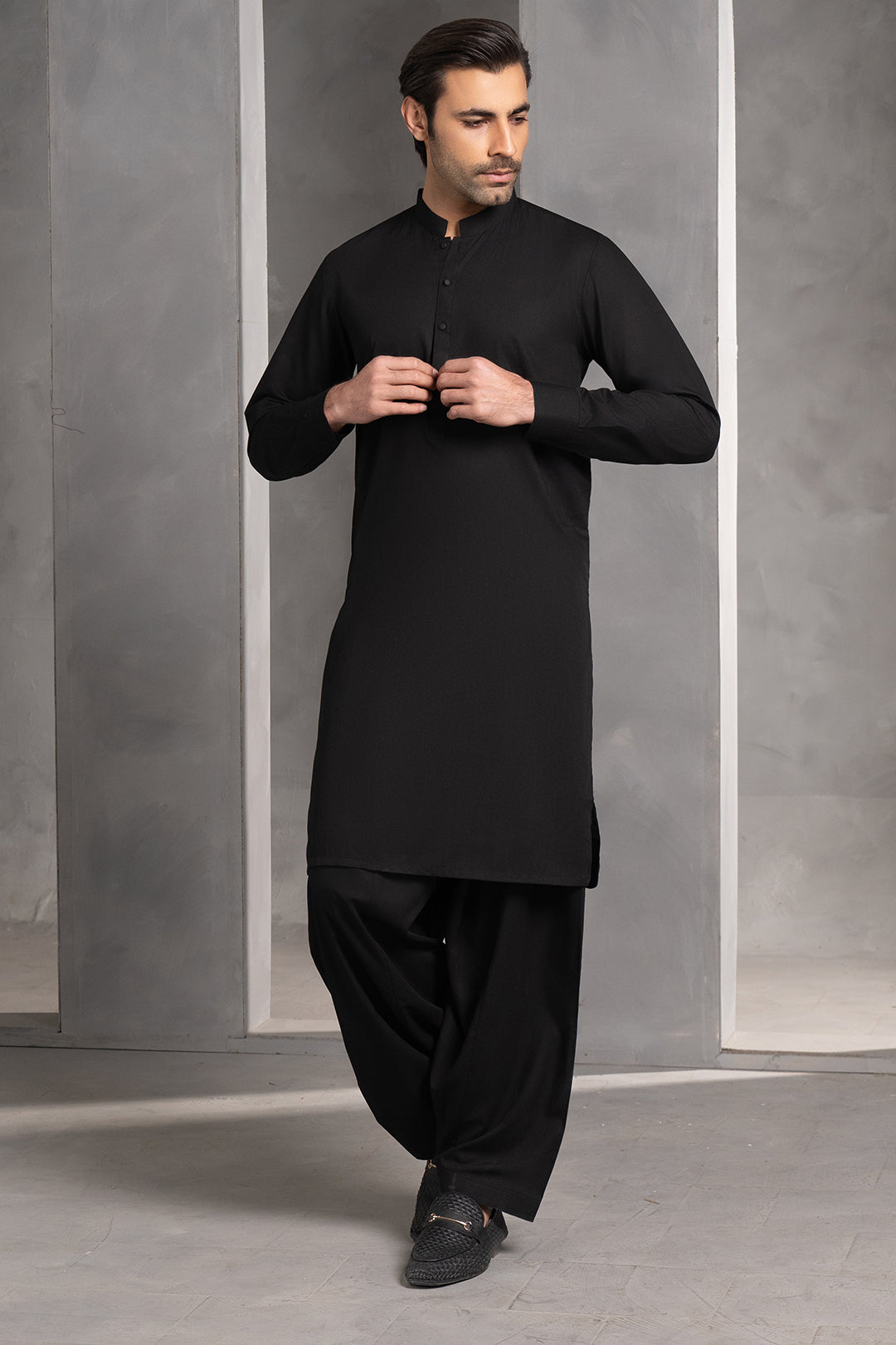 Navy Wash & Wear Shalwar Kameez (2-Piece) - Image 3