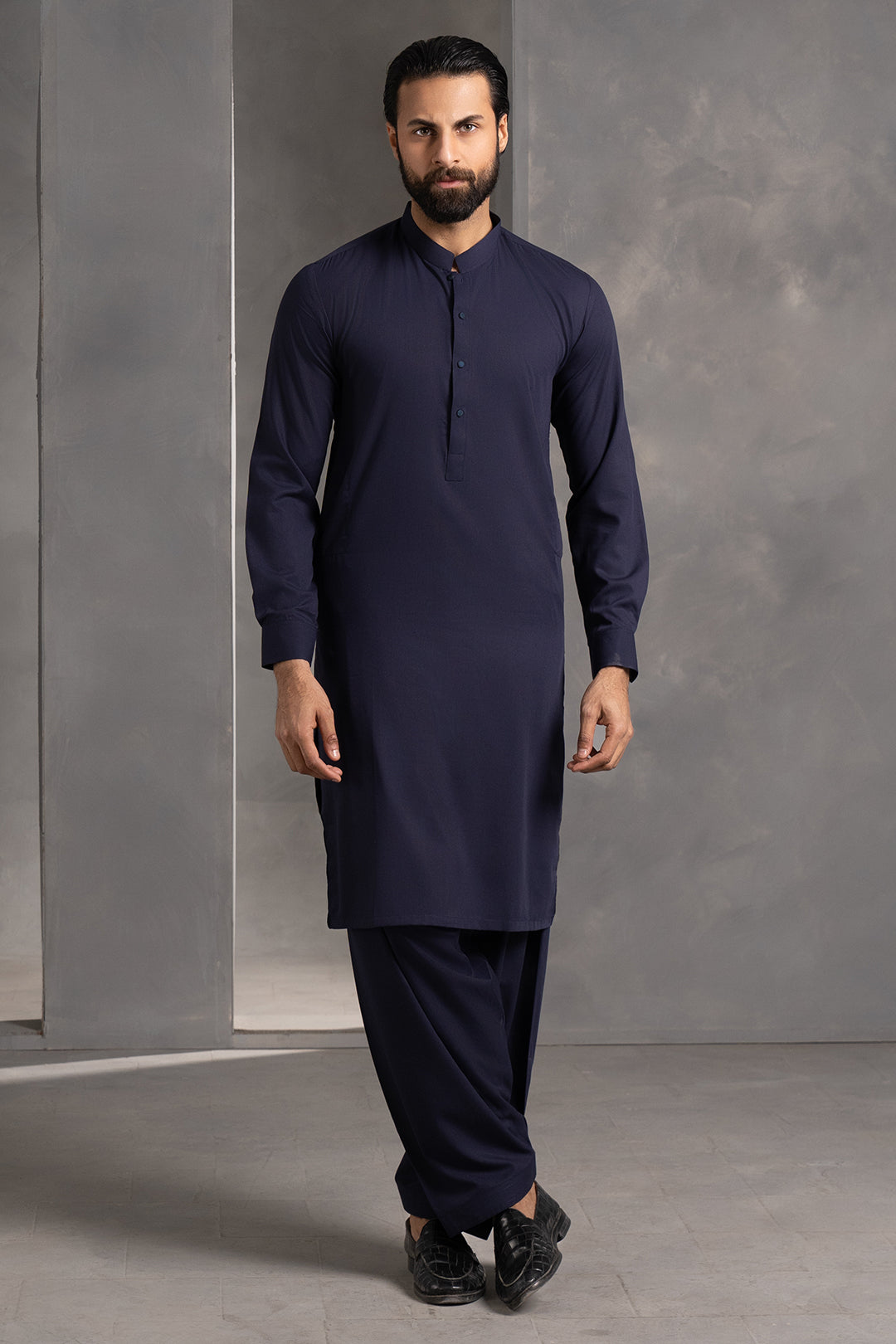 Navy Wash & Wear Shalwar Kameez (2-Piece) - Image 7