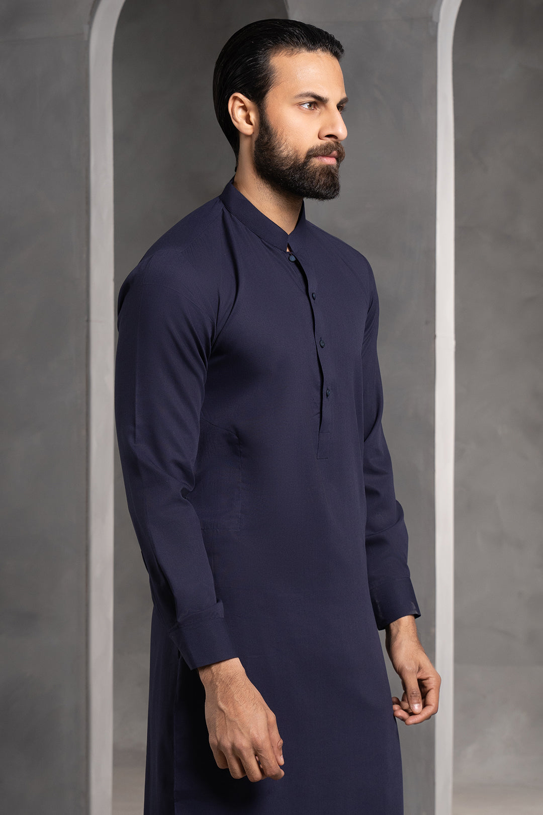 Navy Wash & Wear Shalwar Kameez (2-Piece) - Image 9
