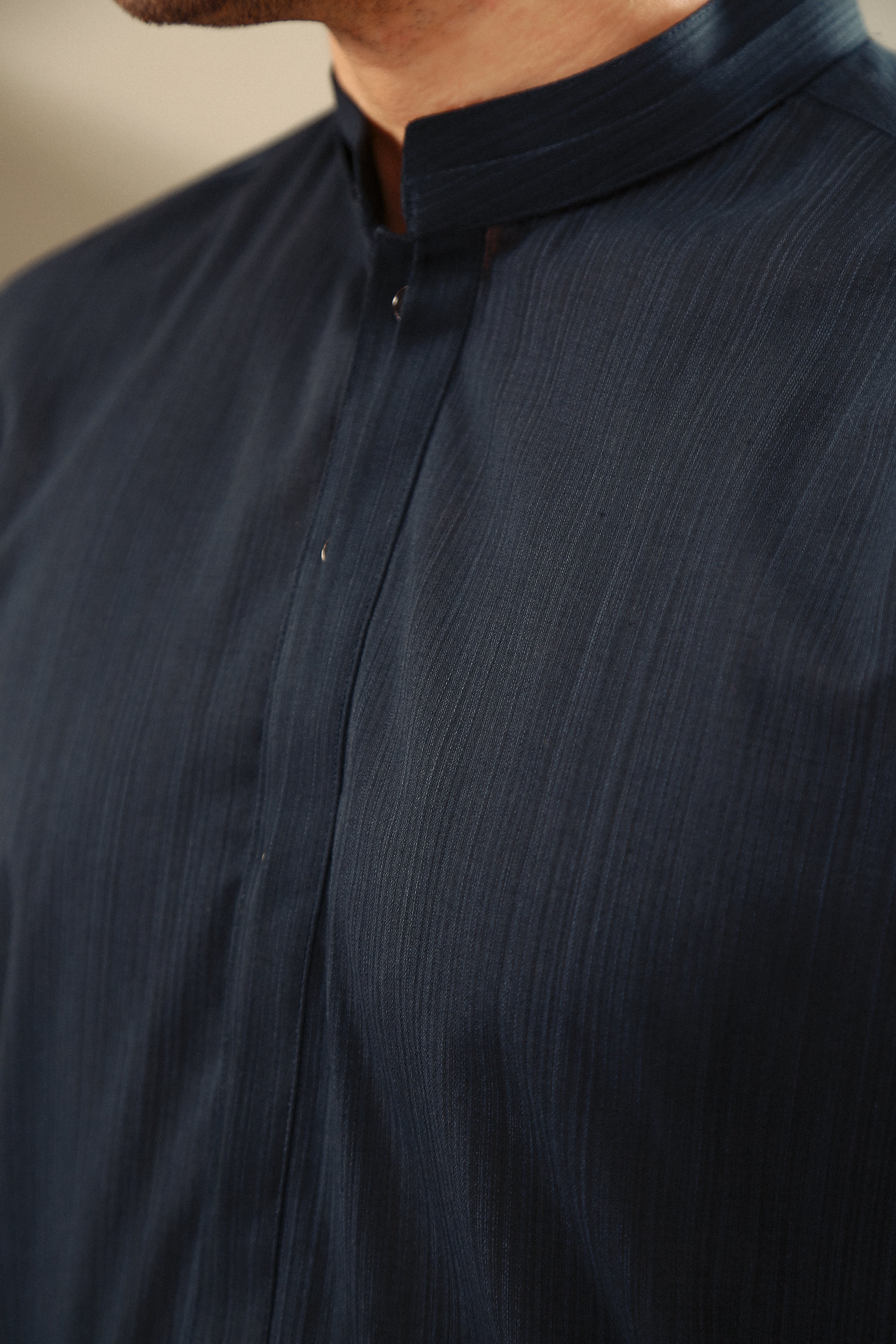 Navy Yarn-Dyed Cotton Shalwar Kameez (2-Piece) - Image 5